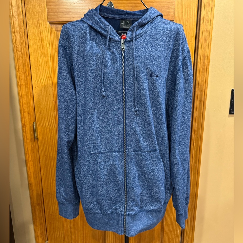 Oakley Penny Cross Blue Hooded Full Zip Men's Sweatshirt w/Pockets, XL